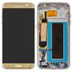 Дисплей для Samsung G935 Galaxy S7 EDGE, золотистый, с рамкой, Оригинал (переклеено стекло)