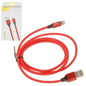 USB кабель Baseus Yiven, USB тип A, Lightning, 120 см, 2 A, красный, в нейлоновой оплетке, #CALYW 09