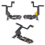 Шлейф для iPhone 14 Pro, конектора зарядки, чорний, з мікрофоном, з компонентами, Original (PRC)
