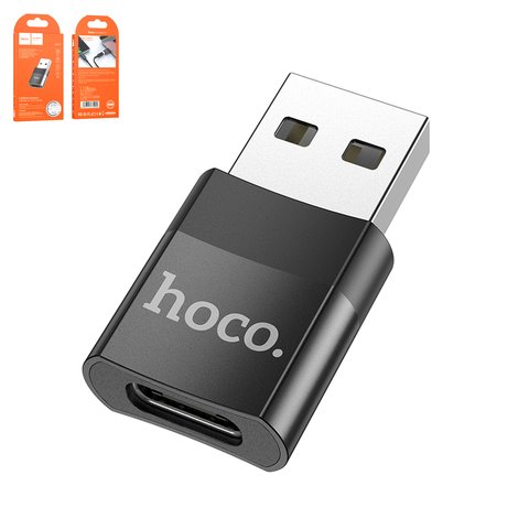 Адаптер Hoco UA17, USB тип C до USB 2.0 тип A, USB тип C, USB тип A, сірий, #6931474762009