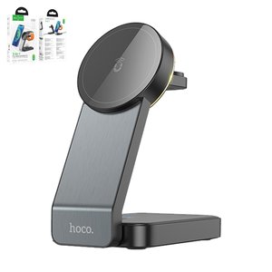 Безпровідний зарядний пристрій Hoco CQ3 3 in 1, Quick Charge, чорне, USB тип C, 15 Вт, розкладне, портативний, магнітне, #6942007602334
