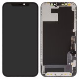 Дисплей для iPhone 12, iPhone 12 Pro, черный, с рамкой, High Copy, без микросхемы, (OLED) OEM soft