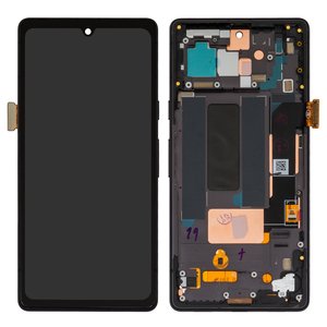 Дисплей для Google Pixel 7a, черный, с рамкой, High Copy, с широким ободком