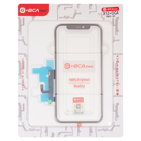 Сенсорный экран G+OCA PRO для iPhone 12, с ОСА пленкой, черный, без микросхемы