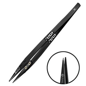 Пінцет монтажний 2UUL TW32 Black K, прямий, керамічний, 150 мм