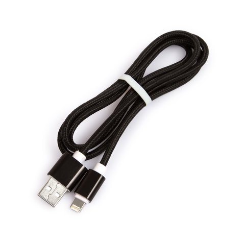 USB кабель, USB тип A, micro USB тип B, Lightning, 100 см, черный, 2 in 1