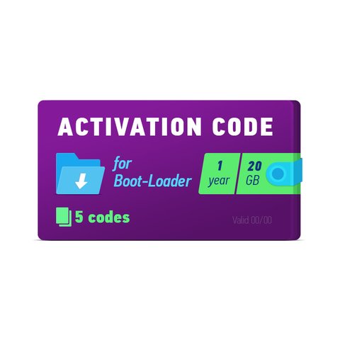Boot Loader 2.0 Código de activación 1 año, 5 códigos x 20 GB 