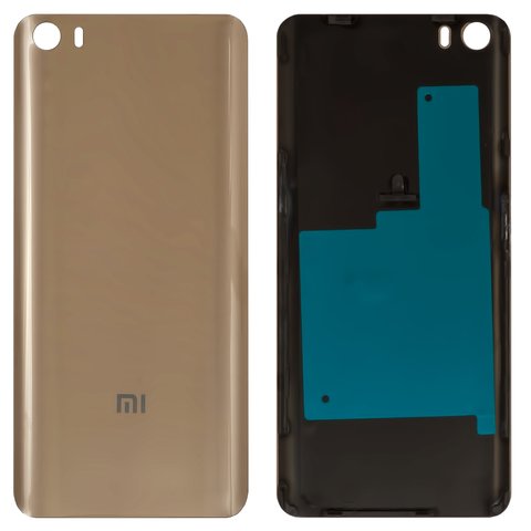 Panel trasero de carcasa puede usarse con Xiaomi Mi 5, dorada, Original PRC , vidrio, 2015105