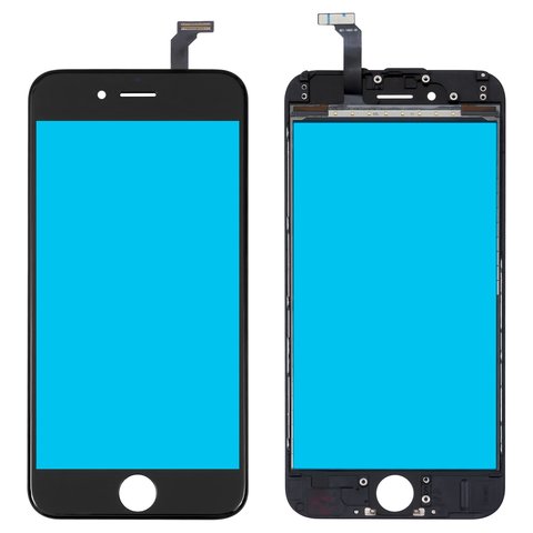 Touchscreen compatible with iPhone 6, with frame, black, AAA 