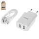 Mains Charger Hoco C62A, (10.5 W, white, with micro-USB cable Type-B, 2 outputs)