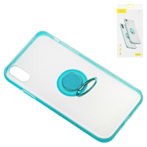 Case Baseus compatible with iPhone XR, blue, with ring holder, transparent, plastic  #WIAPIPH61 YD03