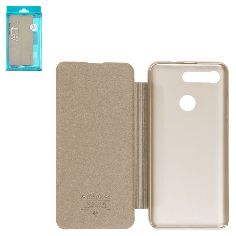 Case Nillkin Sparkle laser case compatible with Huawei Honor V20, golden, flip, PU leather, plastic  #6902048172265