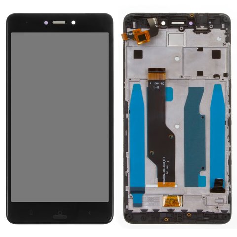 LCD compatible with Xiaomi Redmi Note 4X, black, with frame, original change glass  , glued touchscreen, Snapdragon, BV055FHM N00 1909_R1.0 