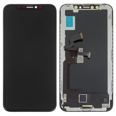 LCD compatible with iPhone X, black, with frame, AA, OLED , НЕ.Х OEM hard 