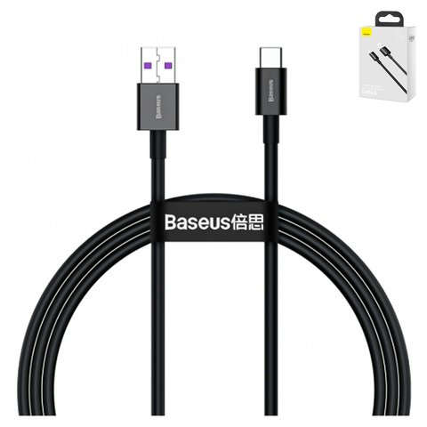 USB Cable Baseus Superior, USB type A, USB type C, 100 cm, 66 W, 6 A, black  #CATYS 01