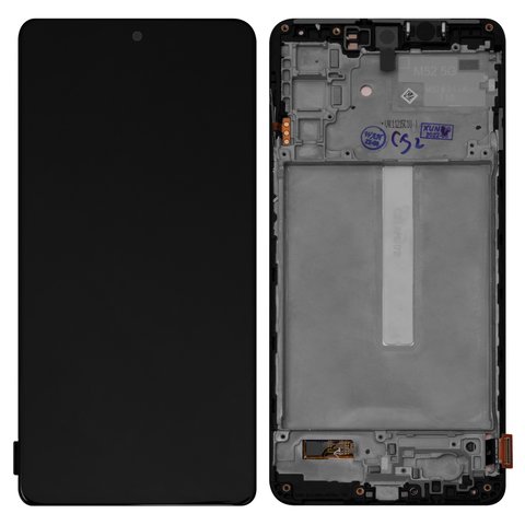 LCD compatible with Samsung M526 Galaxy M52 5G, black, with frame, Original, service pack  #GH82 27091A GH82 27094A