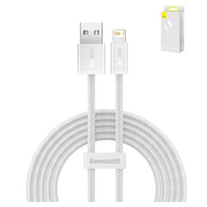 USB кабель Baseus Dynamic Series, USB тип A, Lightning, 100 см, 2,4 А, белый, в нейлоновой оплетке, #CALD000402