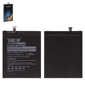 Battery Deji BN31 compatible with Xiaomi Mi A1, Redmi Note 5A, Li ion, 3.85 V, 3080 mAh 