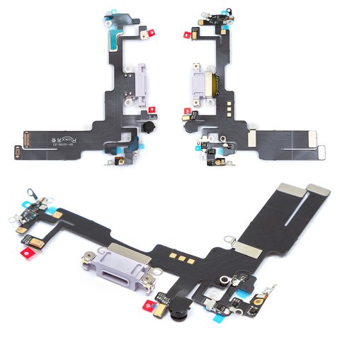 Cable flex puede usarse con iPhone 14, del conector de carga, morado, con micrófono, con componentes, HC