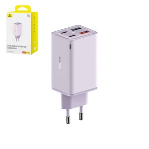 Mains Charger Baseus GaN6 Pro, 65 W, Power Delivery PD , Fast Charge, purple, 4 output  #P10162701533 00