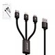 USB Cable Proove Triple Connection, (USB type-A, USB type C, micro USB type-B, Lightning, 130 mm, 2 A, black, nylon braided, 3 in 1) #CCTC15001501