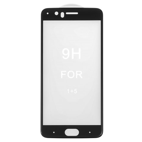 Tempered Glass Screen Protector All Spares compatible with OnePlus 5 A5000, 5D Full Glue, black, the layer of glue is applied to the entire surface of the glass 