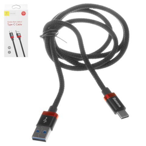 USB Cable Baseus Golden Belt, USB type A, USB type C, 100 cm, 3 A, red, black  #CATGB 19