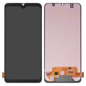 LCD compatible with Samsung A705 Galaxy A70, black, without frame, High Copy, with wide edge, OLED  