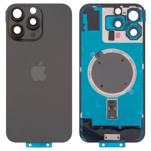 Housing Back Cover compatible with iPhone 16 Pro Max, black, with camera lens, Original PRC , black titanium 