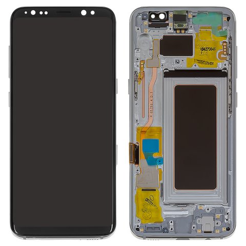 Pantalla LCD puede usarse con Samsung G950 Galaxy S8, plateado, con marco, Original PRC , arctic Silver, original glass