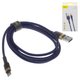 Cable USB Baseus Cafule, USB tipo-A, Lightning, 100 cm, 12 W, 2.4 A, dorado, azul, #CALKLF-BV3