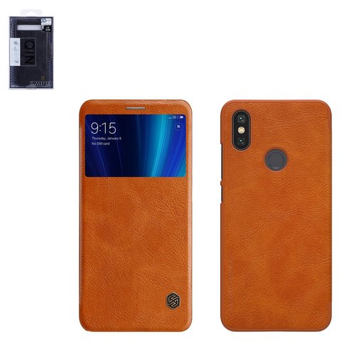 Funda Nillkin Qin leather case puede usarse con Xiaomi Mi 6X, Mi A2, marrón, libro, plástico, cuero PU, #6902048157712