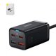 Adaptador de red Baseus GaN3 Pro Desktop, 65 W, Fast Charge, negro, con cable USB tipo C - USB tipo C, 4 puertos, 1.5 m, #CCGP040101