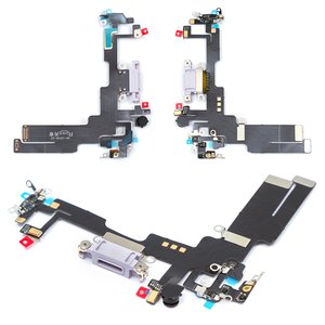 Cable flex puede usarse con iPhone 14, del conector de carga, morado, con micrófono, con componentes, HC