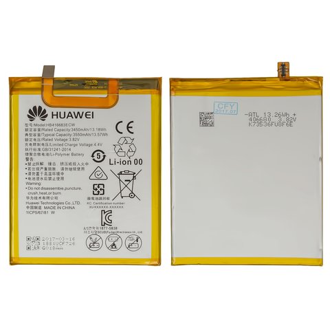 Аккумулятор HB416683ECW для Huawei Nexus 6P, Li Polymer, 3,82 B, 3450 мАч, Original PRC