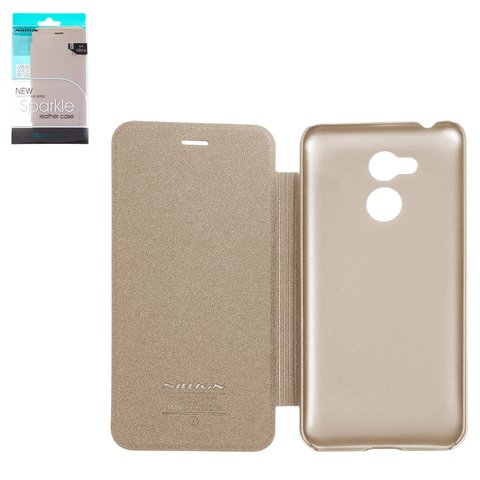 Чохол Nillkin Sparkle laser case для Huawei Honor 6A, золотистий, книжка, пластик, PU шкіра, #6902048142398