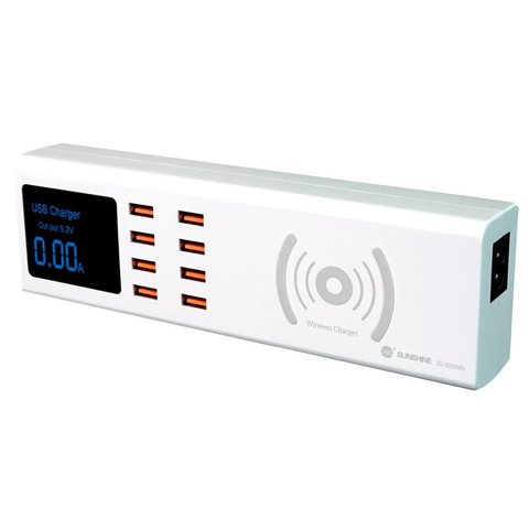 Мережевий зарядний пристрій Sunshine SS 309WD , 40 Вт, Quick Charge, з безпровідною зарядкою, 8 портів