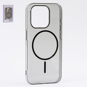 Чехол Fully PC MagSafe для iPhone 15 Pro, черный, прозрачный, магнитный, пластик